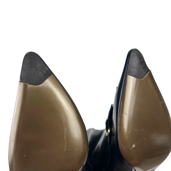 Fendi Black Leather Pointed Toe 90s Y2K Kitten Heel Zip Heeled Boots 7.5 - Picture 7 of 9